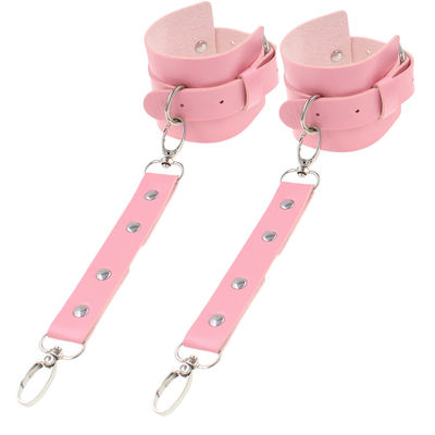 Punk Style PU Leather Wrist Cuffs, Pink