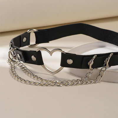 ​Punk Fetish PU Leather Leg Wraps With Chains - Adjustable & Edgy​