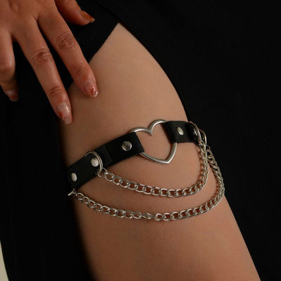 ​Punk Fetish PU Leather Leg Wraps With Chains - Adjustable & Edgy​