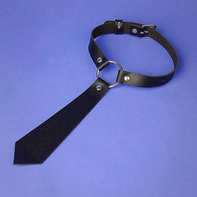 ​Tie-Style Leather BDSM Collar - For Fetish & Fashion​, Blue