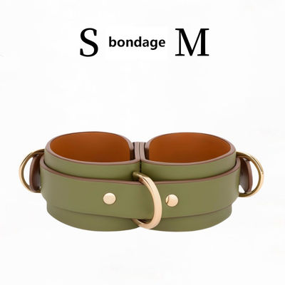 Connected Leather Cuffs for Bondage & Restraint - Wrist & Ankle Set