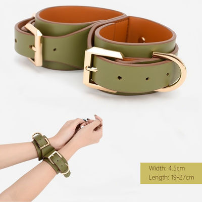 Connected Leather Cuffs for Bondage & Restraint - Wrist & Ankle Set