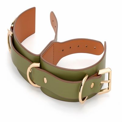 Connected Leather Cuffs for Bondage & Restraint - Wrist & Ankle Set