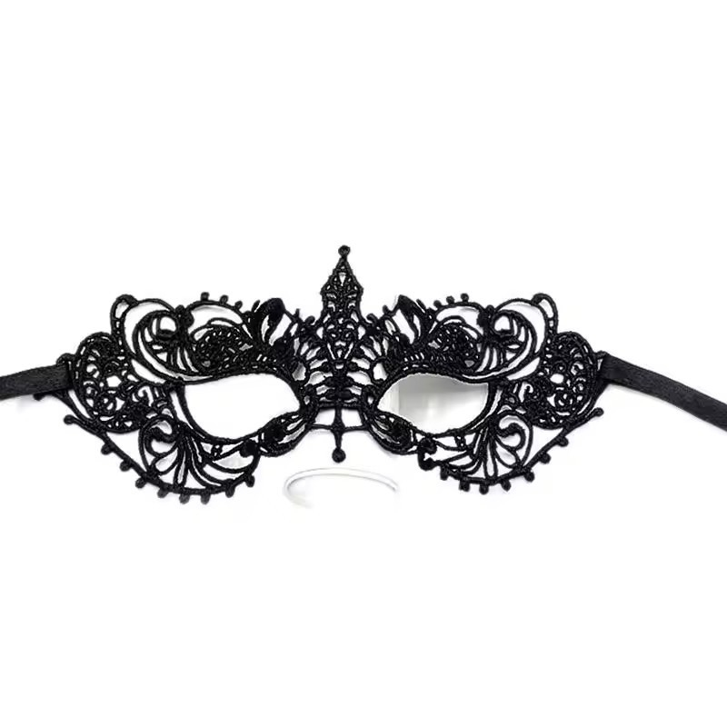 Elegant Decoration Fancy Dress Masks Black Polyester Party Masks With Satin Ribbon Earloops