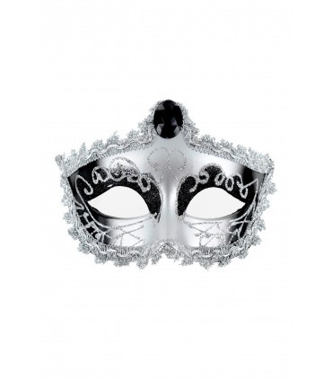 Silver Color Rigid Plastic Mask With Satin Ribbon For Festival Party Decoration