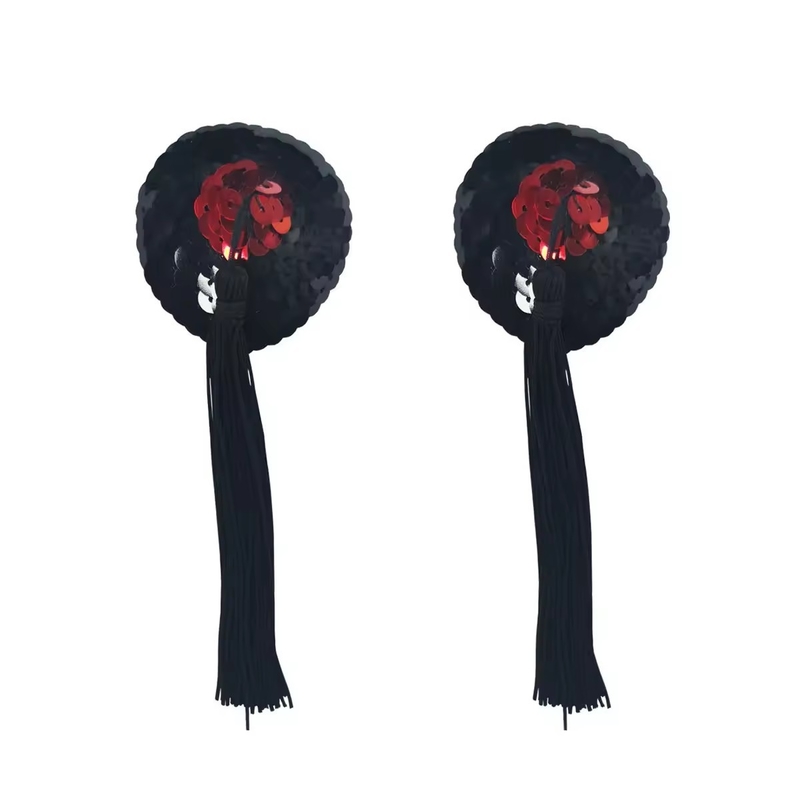Luxury Round Nipple Tassles Silicone Nipple Pasties With Sequins Sexy Accessories For Nipple Play
