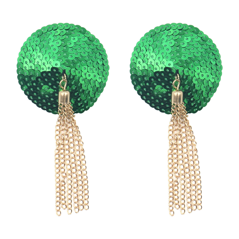 Reusable Sequins Sticky Adhesive Nipple Cover - Color Green