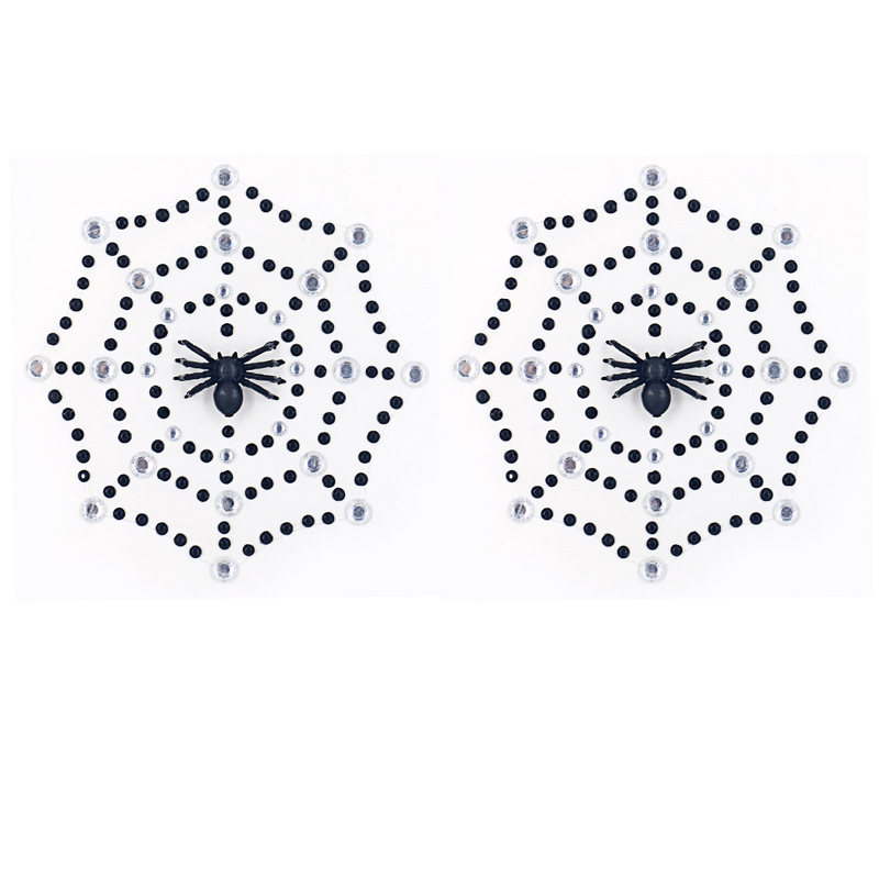 Black disposable diamond decorated sticker - Spider pattern