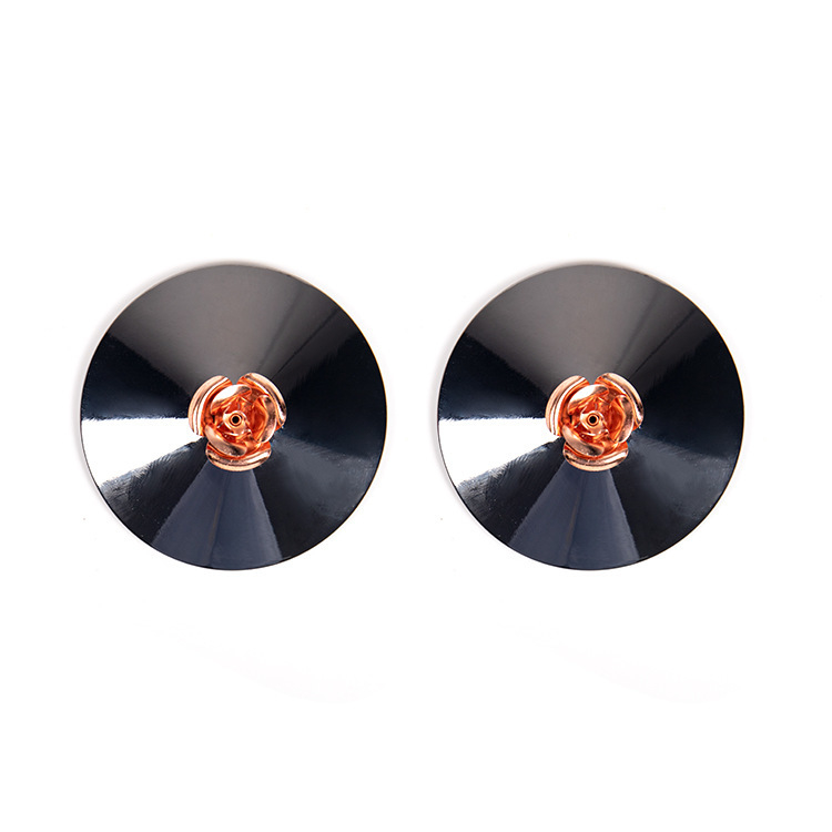 Reusable zinc alloy nipple covers with small flower - color Black