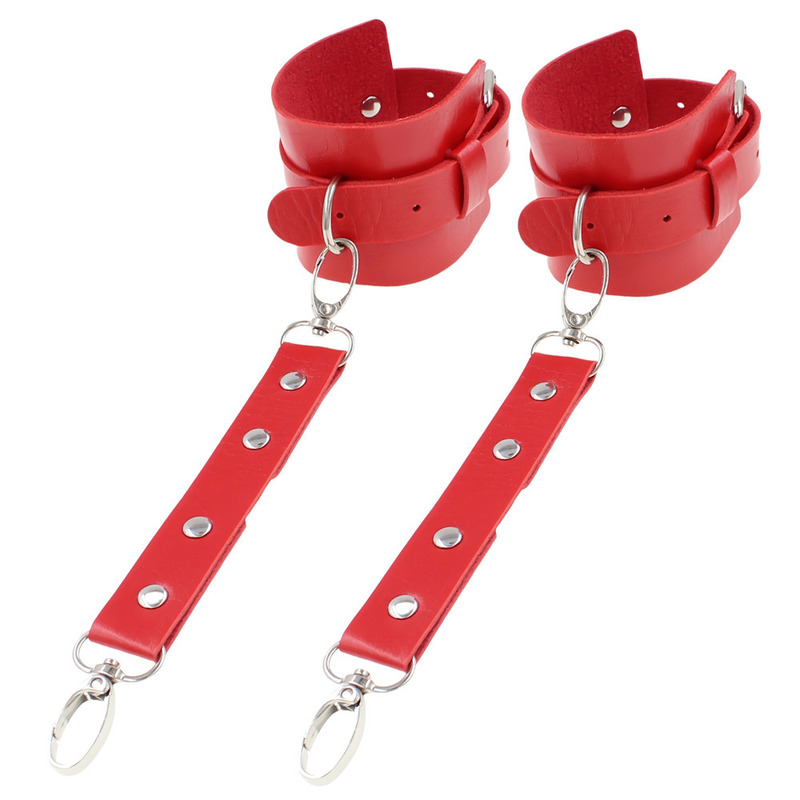 Punk Style PU Leather Wrist Cuffs, Red