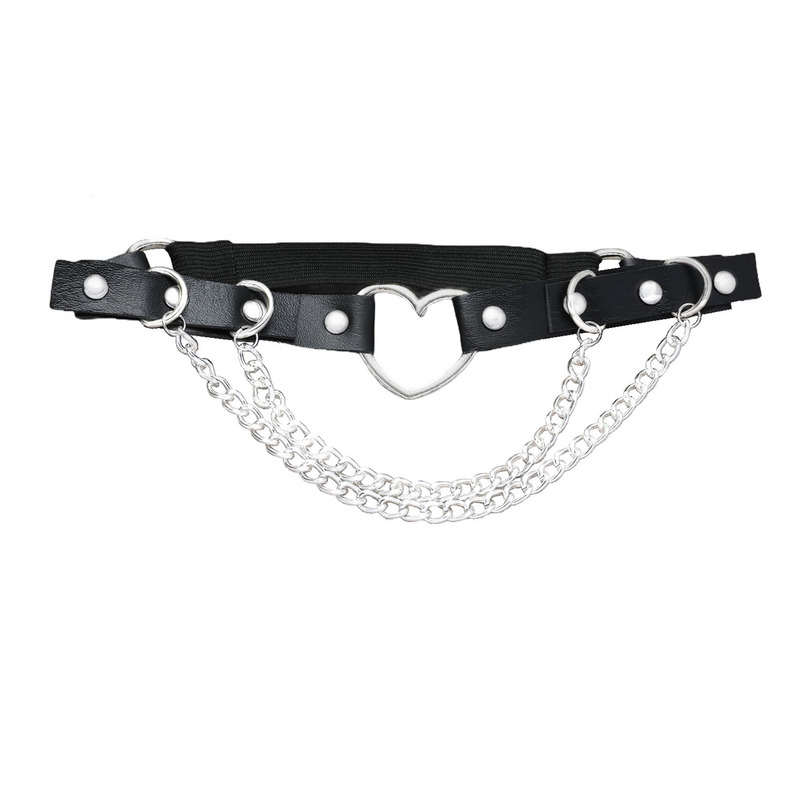 ​Punk Fetish PU Leather Leg Wraps With Chains - Adjustable & Edgy​